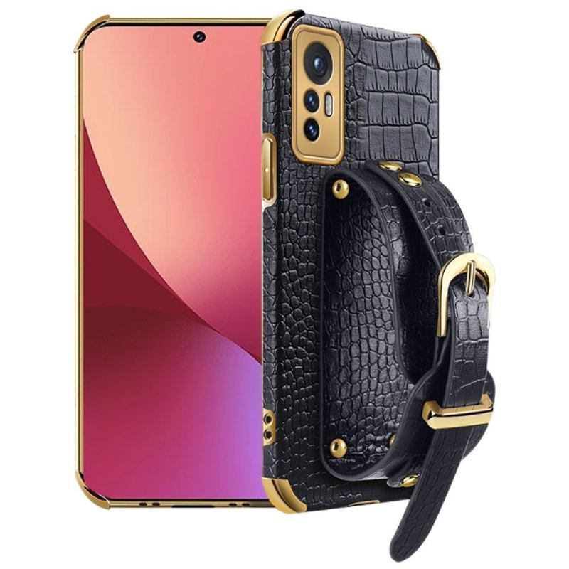 Etui do Xiaomi 12 Pro Biznes Croc Effect Z Paskiem