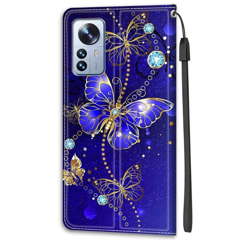 Etui Folio do Xiaomi 12 Pro Fioletowy Motyl