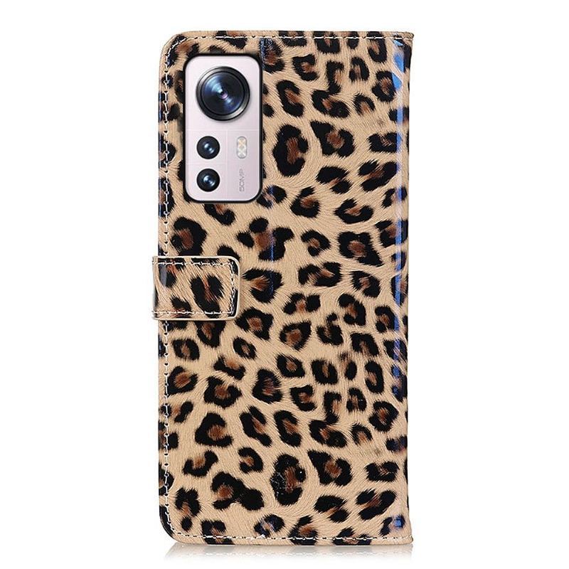 Etui Folio do Xiaomi 12 Pro Obrzeża Faux Leather Leopard Style