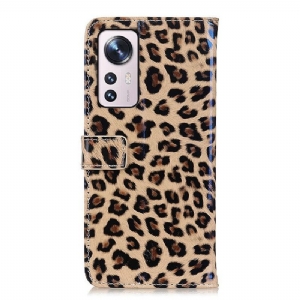 Etui Folio do Xiaomi 12 Pro Obrzeża Faux Leather Leopard Style