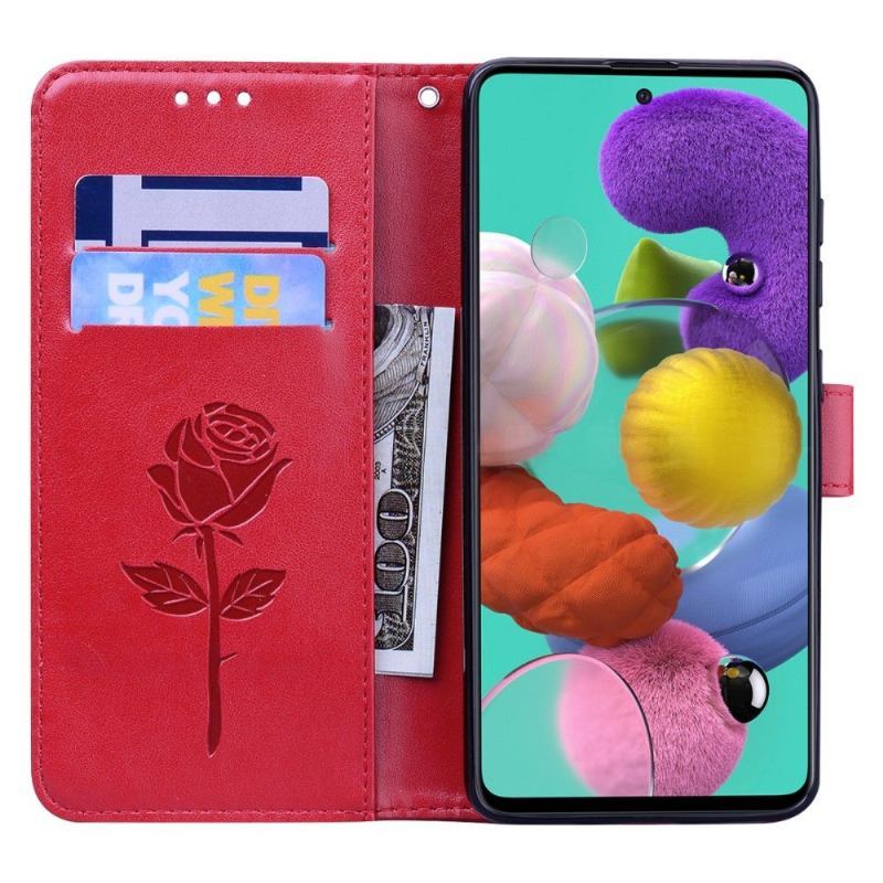 Etui Folio do Samsung Galaxy A51 Imitacja Skóry Wzór Róży