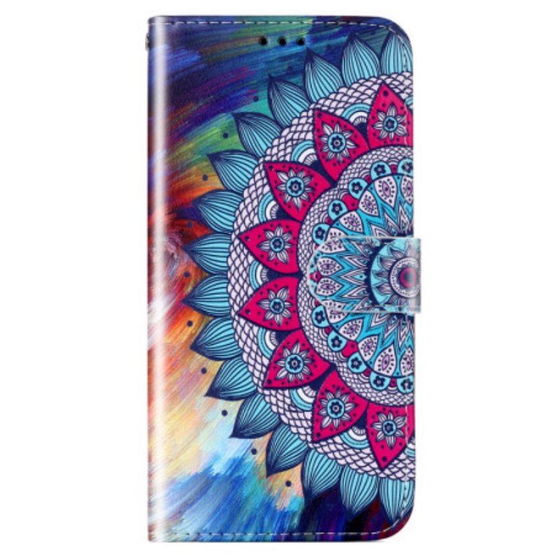 Etui Folio do Google Pixel 7A z Łańcuch Kolorowa Mandala Z Paskami