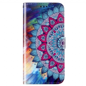 Etui Folio do Google Pixel 7A z Łańcuch Kolorowa Mandala Z Paskami