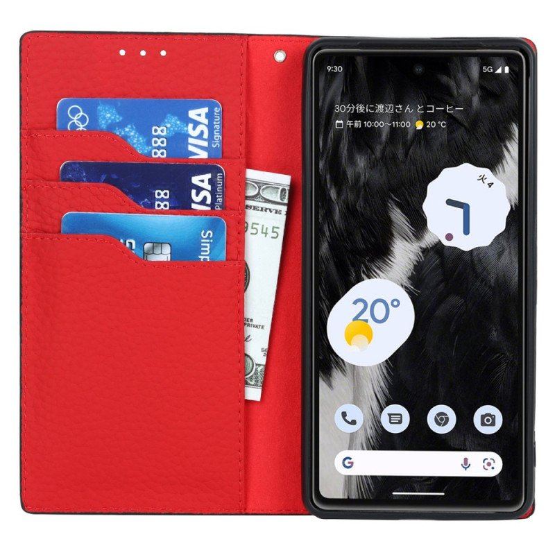 Etui Na Telefon do Google Pixel 7A z Łańcuch Etui Folio Oryginalny Skórzany Pasek Litchi