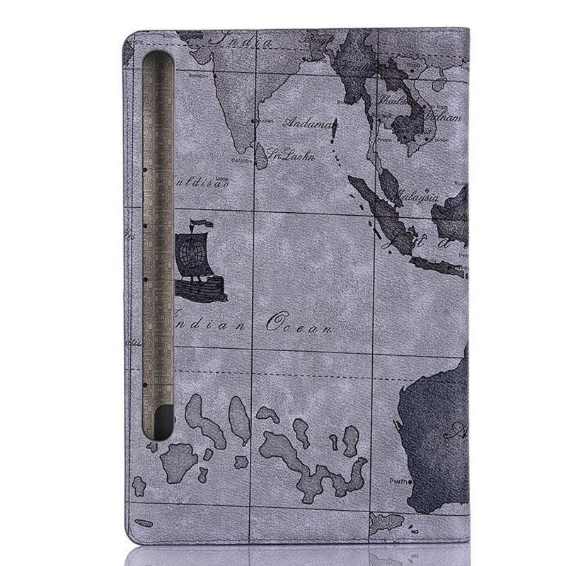 Etui Folio do Samsung Galaxy Tab S6 Classic Mapa Świata - Szary