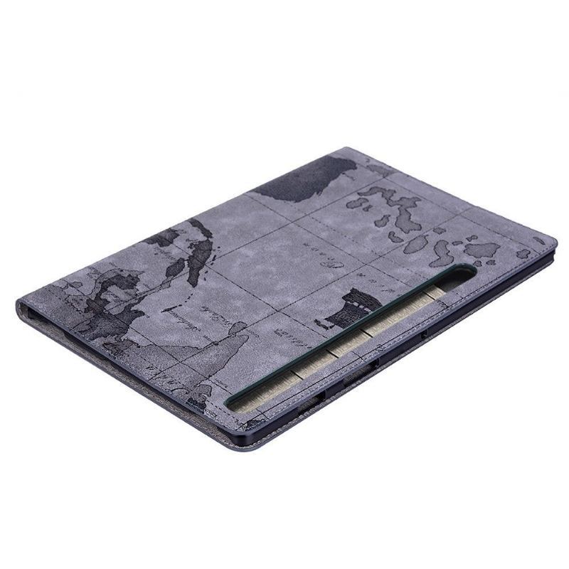 Etui Folio do Samsung Galaxy Tab S6 Classic Mapa Świata - Szary